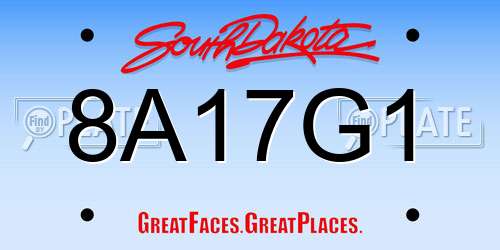 8A17G1 South Dakota License Plate