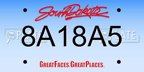 8A18A5 South Dakota License Plate