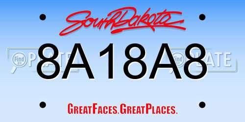 8A18A8 South Dakota License Plate