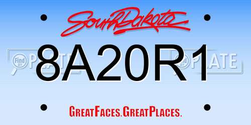 8A20R1 South Dakota License Plate