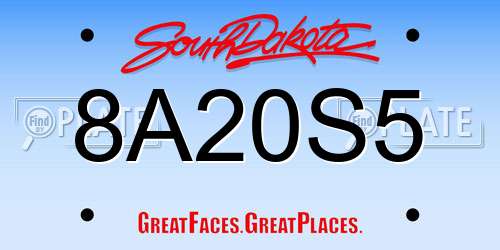8A20S5 South Dakota License Plate