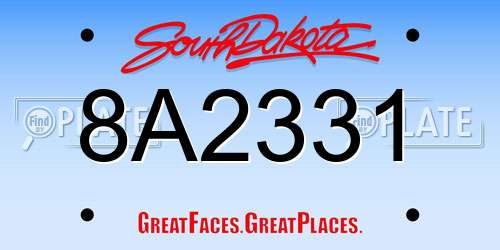 8A2331 South Dakota License Plate