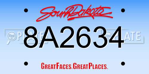 8A2634 South Dakota License Plate