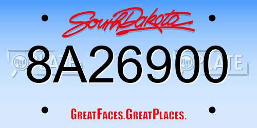 8A26900 South Dakota License Plate