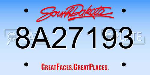 8A27193 South Dakota License Plate