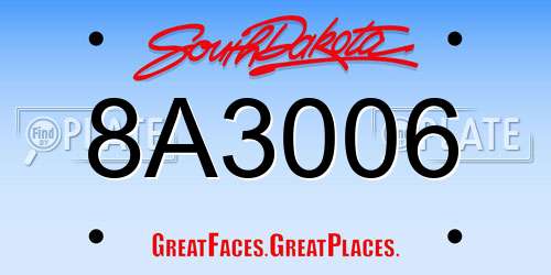 8A3006 South Dakota License Plate