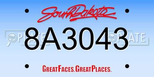 8A3043 South Dakota License Plate