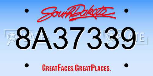 8A37339 South Dakota License Plate