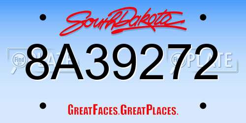 8A39272 South Dakota License Plate