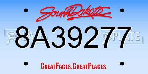 8A39277 South Dakota License Plate