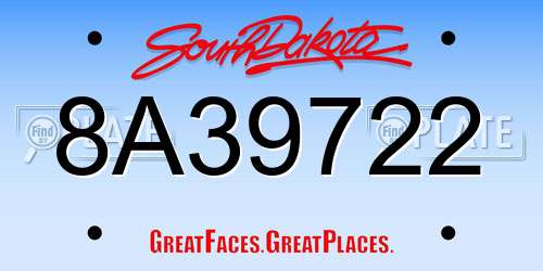 8A39722 South Dakota License Plate