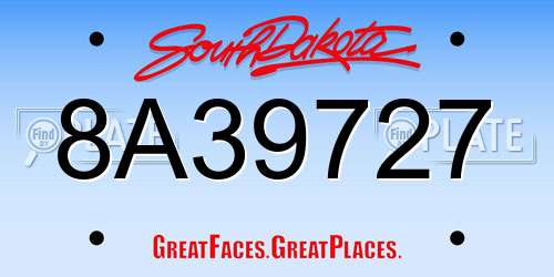 8A39727 South Dakota License Plate