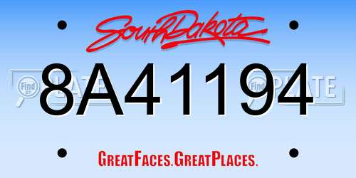 8A41194 South Dakota License Plate