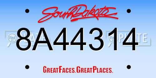 8A44314 South Dakota License Plate