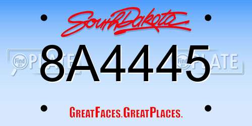 8A4445 South Dakota License Plate