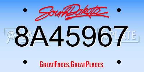 8A45967 South Dakota License Plate