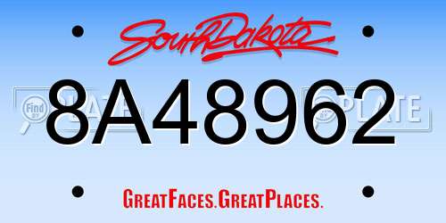 8A48962 South Dakota License Plate
