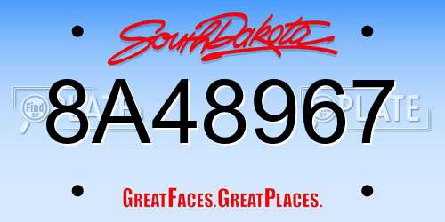 8A48967 South Dakota License Plate