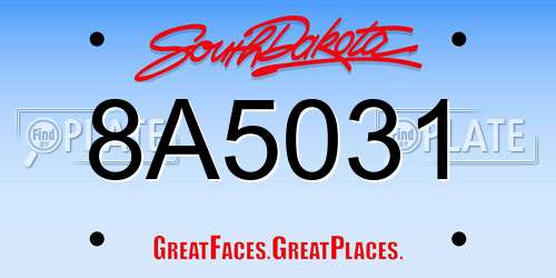 8A5031 South Dakota License Plate
