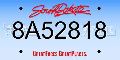 8A52818 South Dakota License Plate