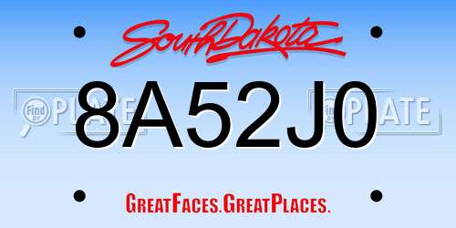 8A52J0 South Dakota License Plate