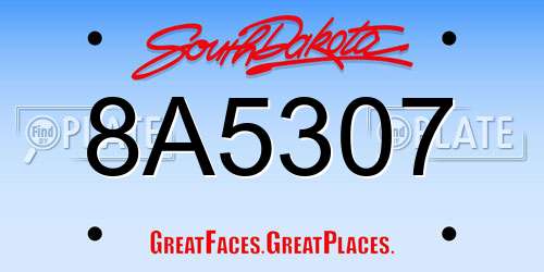 8A5307 South Dakota License Plate
