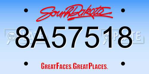8A57518 South Dakota License Plate