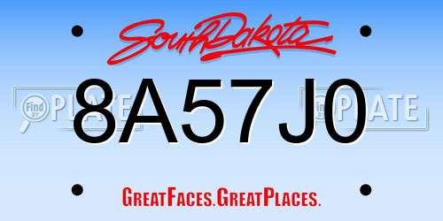 8A57J0 South Dakota License Plate