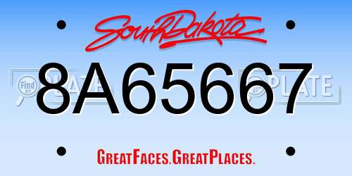 8A65667 South Dakota License Plate
