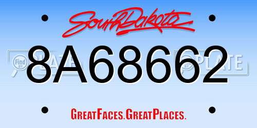 8A68662 South Dakota License Plate