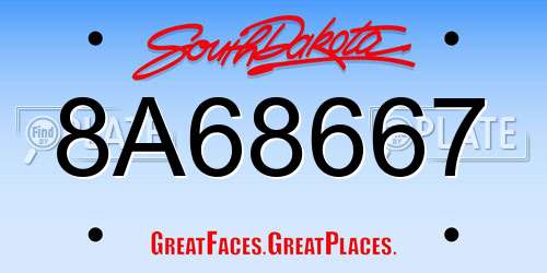 8A68667 South Dakota License Plate