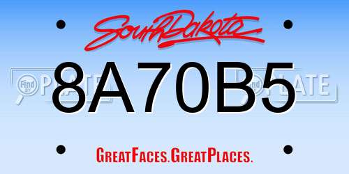 8A70B5 South Dakota License Plate