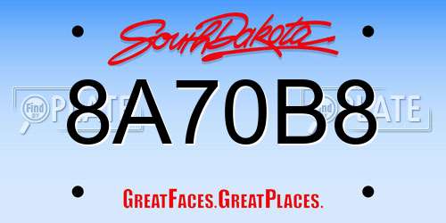 8A70B8 South Dakota License Plate
