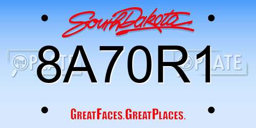 8A70R1 South Dakota License Plate