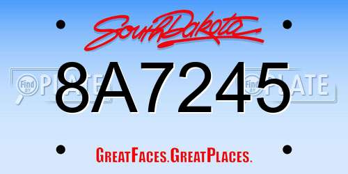8A7245 South Dakota License Plate