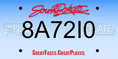 8A72I0 South Dakota License Plate