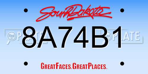 8A74B1 South Dakota License Plate