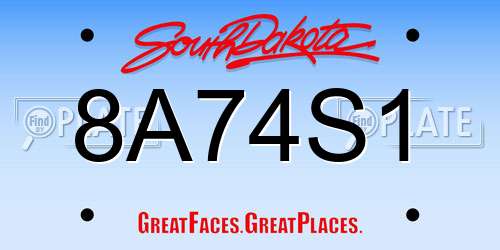 8A74S1 South Dakota License Plate