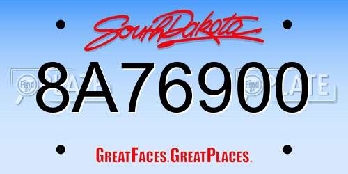 8A76900 South Dakota License Plate