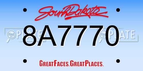 8A7770 South Dakota License Plate