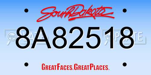 8A82518 South Dakota License Plate