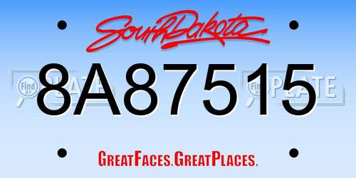 8A87515 South Dakota License Plate