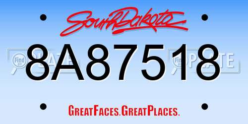 8A87518 South Dakota License Plate