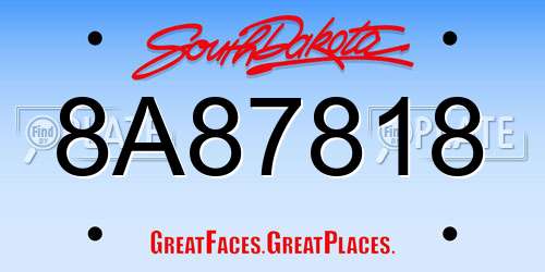 8A87818 South Dakota License Plate