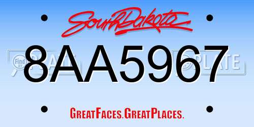 8AA5967 South Dakota License Plate