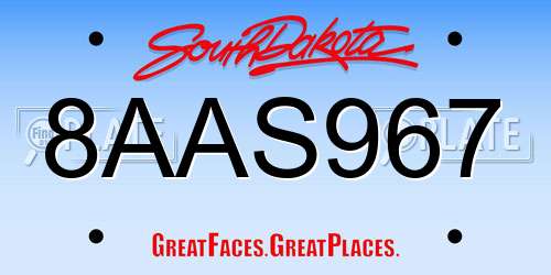 8AAS967 South Dakota License Plate
