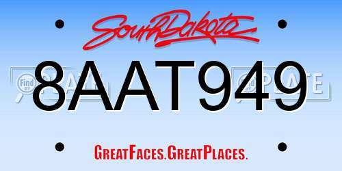 8AAT949 South Dakota License Plate