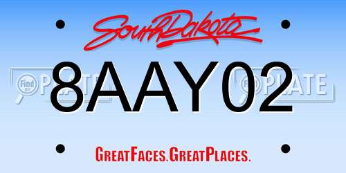 8AAY02 South Dakota License Plate
