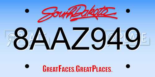 8AAZ949 South Dakota License Plate