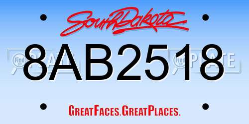 8AB2518 South Dakota License Plate